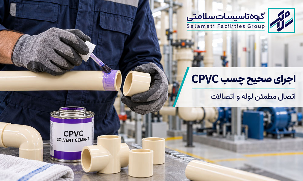 اجرای چسب مخصوص CPVC برای اتصال لوله و اتصالات CPVC